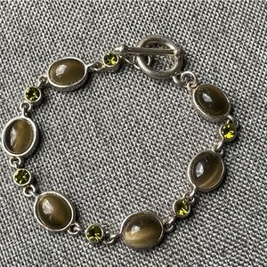 Peridot & Tiger Eye Silver Plated Bracelet